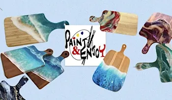 Paint and Enjoy" Resin Seascape Charcuterie Board" Lavender Acres Winery