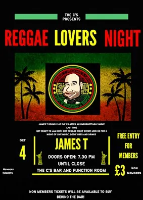 Reggae Lovers ft James T £5 Non-Members tickets