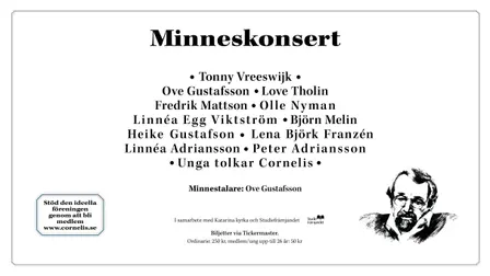 Minneskonsert Cornelis Vreeswijk i Katarina kyrka | Onsdag 11 november