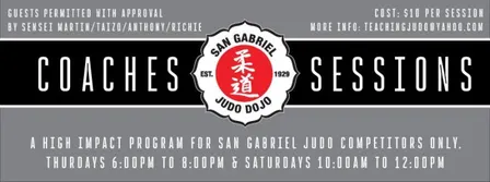 SG Judo Coaches Sessions Thursday 09–24-26 6pm to 8